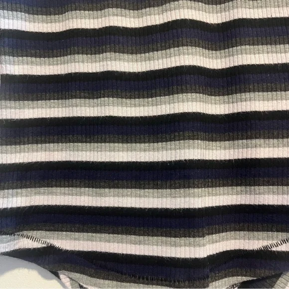 FREE PEOPLE Good on You Grey Multi Striped Three Quarter Sleeve Tee - Picture 7 of 14